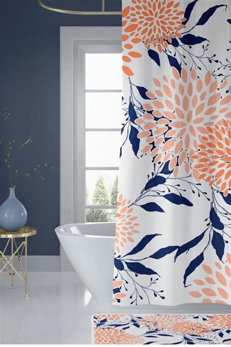 coral bathroom accents|coral shower curtain decor.